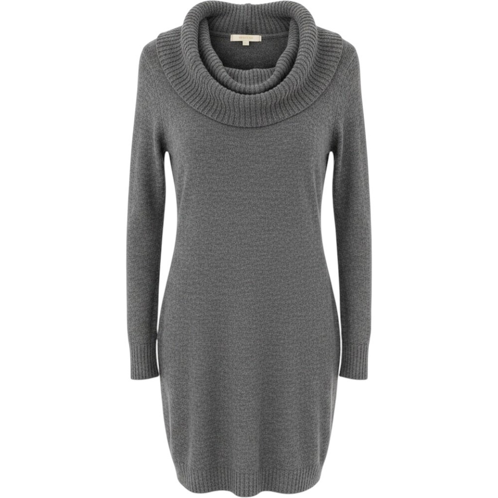 Cache Sweater Dress Women XS Gray Cowl Neck Wool Blend Long Sleeve Mini